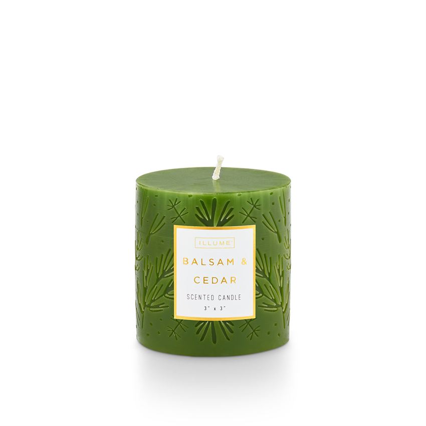 ILLUME Noble Holiday Balsam & Cedar Candle, 4x7 Pillar 