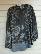 Load image into Gallery viewer, Cashmere Shawl - Reversible - Black w/ Tan &amp; Blue #14